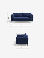 MADE.COM Matt Velvet Navy Blue Harlow 2 Seater Sofa - Image 3 of 4