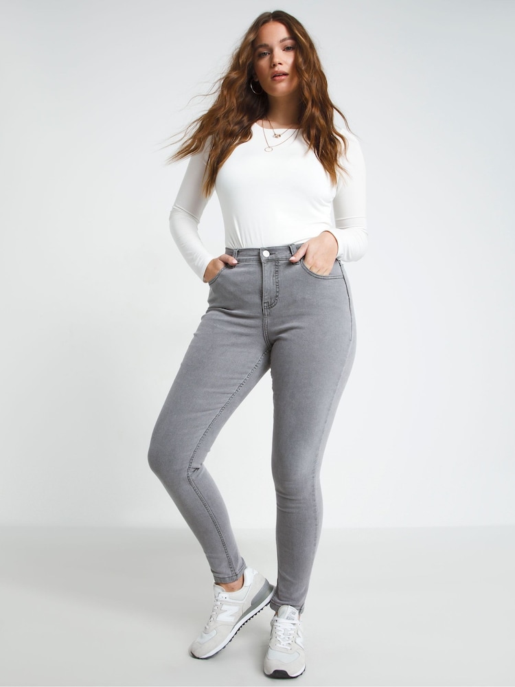 Simply Be Grey 24/7 Blue Skinny Jeans - Image 1 of 5