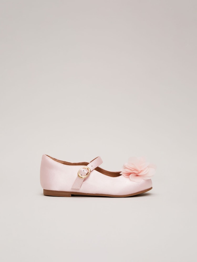 Phase Eight Pink Satin Flower Detail Shoes - Image 1 of 5