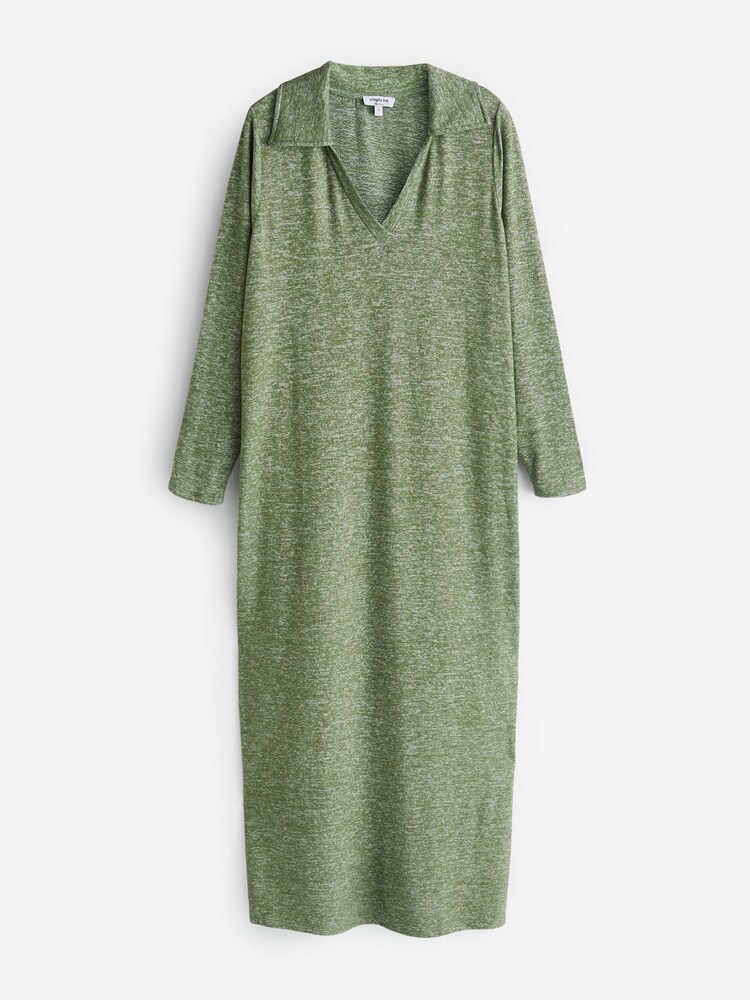 Simply Be Khaki Marl Cosy Collared Maxi Column Dress - Image 5 of 5