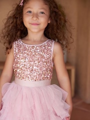 Phase Eight Pink Andrina Sequin Ruffle Dress - Image 2 of 9