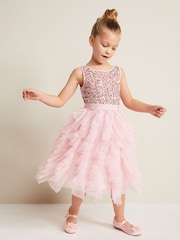 Phase Eight Pink Andrina Sequin Ruffle Dress - Image 3 of 9