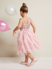 Phase Eight Pink Andrina Sequin Ruffle Dress - Image 4 of 9