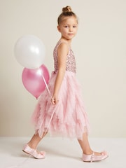 Phase Eight Pink Andrina Sequin Ruffle Dress - Image 5 of 9