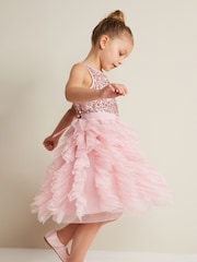 Phase Eight Pink Andrina Sequin Ruffle Dress - Image 6 of 9