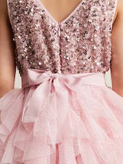 Phase Eight Pink Andrina Sequin Ruffle Dress - Image 7 of 9