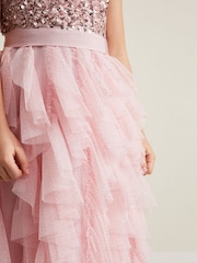 Phase Eight Pink Andrina Sequin Ruffle Dress - Image 8 of 9