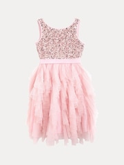 Phase Eight Pink Andrina Sequin Ruffle Dress - Image 9 of 9