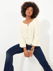 Joe Browns Cream Embroidered Crinkle Top - Image 1 of 5