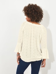 Joe Browns Cream Embroidered Crinkle Top - Image 2 of 5