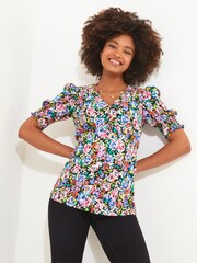 Joe Browns Purple Neon Floral Printed Blouse - Image 1 of 5