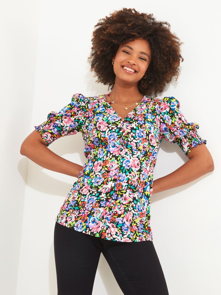 Joe Browns Purple Neon Floral Printed Blouse - Image 1 of 5