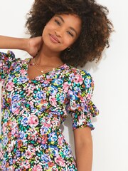 Joe Browns Purple Neon Floral Printed Blouse - Image 4 of 5