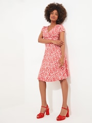 Joe Browns Red Wrap Front Ditsy Floral Dress - Image 3 of 7