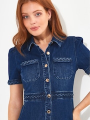 Joe Browns Blue Button Down Bodycon Denim Dress - Image 4 of 5