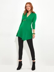 Joe Browns Green Button Detail V-Neck Long Sleeve Tunic Top - Image 5 of 7
