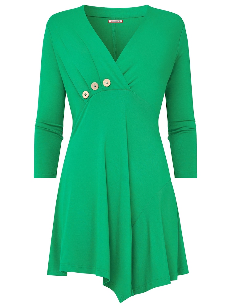 Joe Browns Green Button Detail V-Neck Long Sleeve Tunic Top - Image 7 of 7