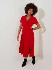 Joe Browns Red Collared Vintage Midi Dress - Image 2 of 7