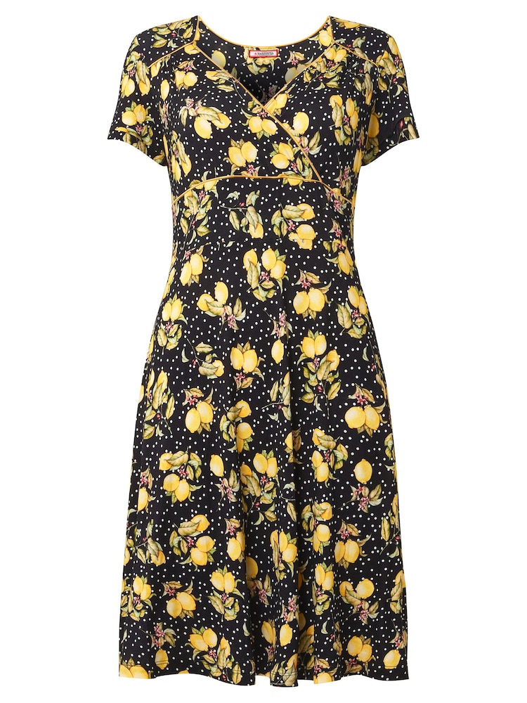 Joe Browns Black Lemon Printed Midi Dress - Image 3 of 3