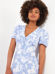 Joe Browns Blue Floral Empire Waist Midi Tea Dress - Image 7 of 8