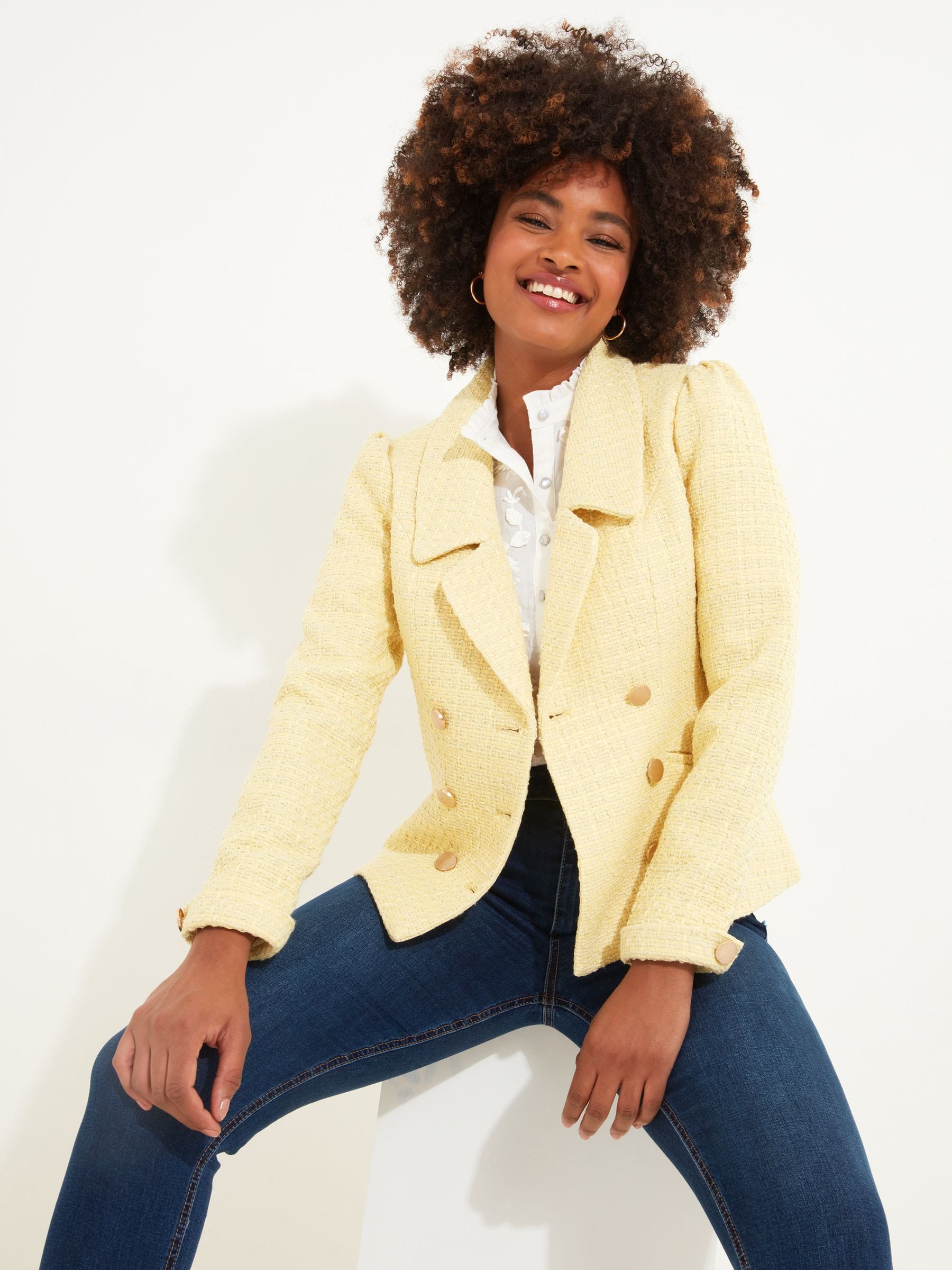 Buy Joe Browns Yellow Retro Cropped Blazer from Next Luxembourg