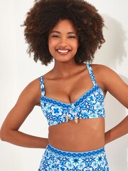 Joe Browns Blue Tile Print Bikini Top - Image 2 of 5