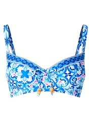 Joe Browns Blue Tile Print Bikini Top - Image 5 of 5