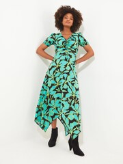 Joe Browns Green Neon Floral Drawstring Maxi Dress - Image 3 of 6