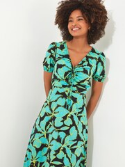 Joe Browns Green Neon Floral Drawstring Maxi Dress - Image 5 of 6