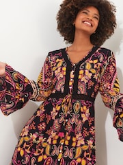 Joe Browns Black Contrast Boho Print Button Up Maxi Dress - Image 6 of 7