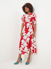 Joe Browns Red Oversized Floral Midi Dress - Image 5 of 7