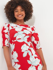Joe Browns Red Oversized Floral Midi Dress - Image 6 of 7