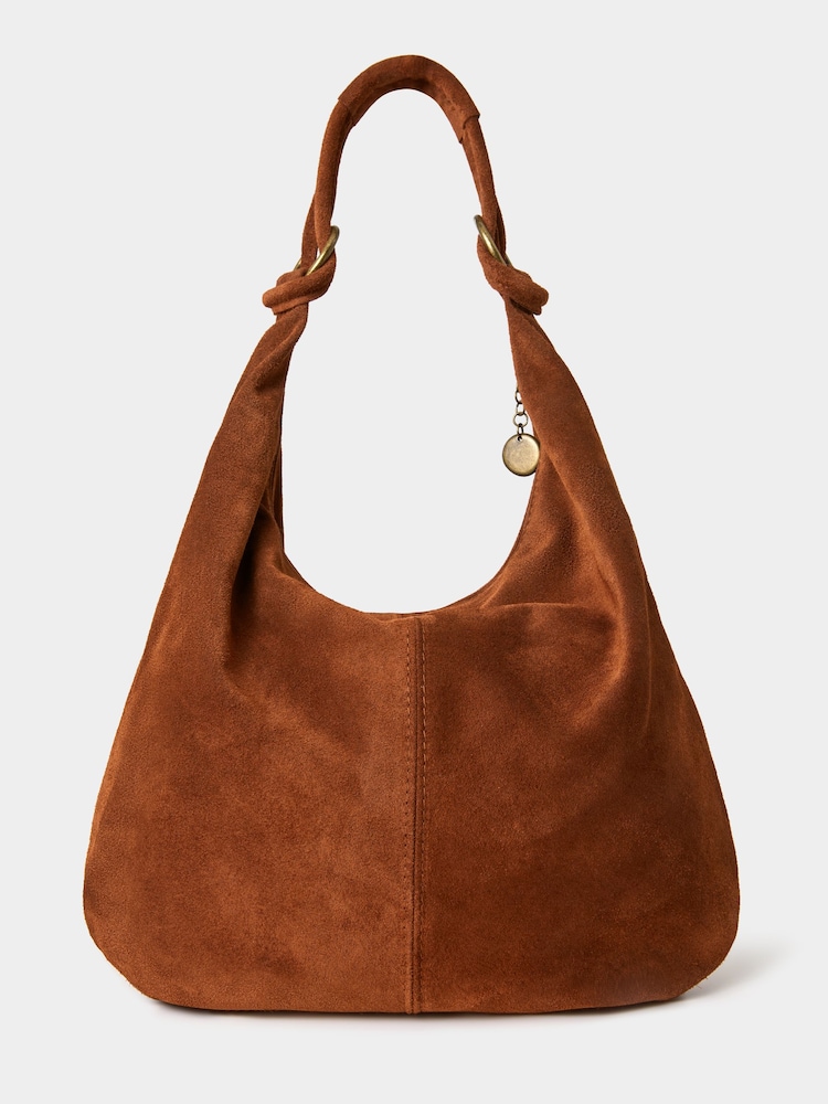 Joe Browns Brown Knotted Italian Suede Hobo Bag - Image 1 of 3