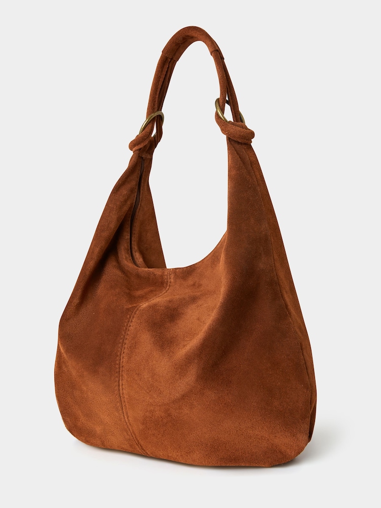 Joe Browns Brown Knotted Italian Suede Hobo Bag - Image 2 of 3