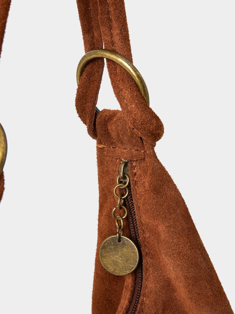 Joe Browns Brown Knotted Italian Suede Hobo Bag - Image 3 of 3