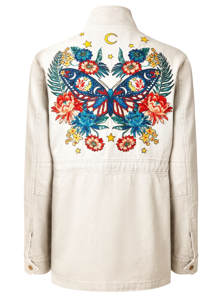 Joe Browns Natural Boutique Vintage Embroidered Festival Utility Jacket - Image 8 of 8