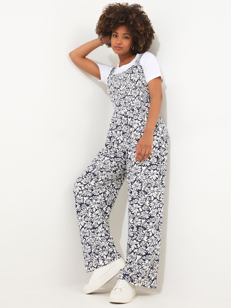 Joe Browns Grey Petite Monochrome Floral Jersey Jumpsuit - Image 1 of 4