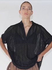 Religion Black Oversized Hidden Blouse With Large Floral Placement Print - Image 1 of 6