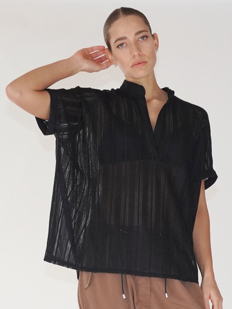 Religion Black Oversized Hidden Blouse With Large Floral Placement Print - Image 2 of 6