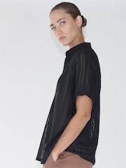 Religion Black Oversized Hidden Blouse With Large Floral Placement Print - Image 4 of 6