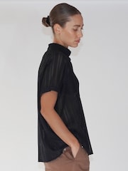 Religion Black Oversized Hidden Blouse With Large Floral Placement Print - Image 5 of 6