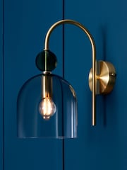 Visconte by BHS Satin Brass Vietri 1 Light Glass Wall Light - Image 1 of 4