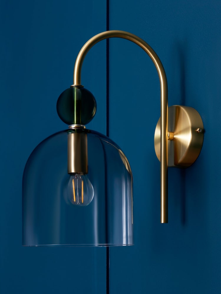 Visconte by BHS Satin Brass Vietri 1 Light Glass Wall Light - Image 2 of 4