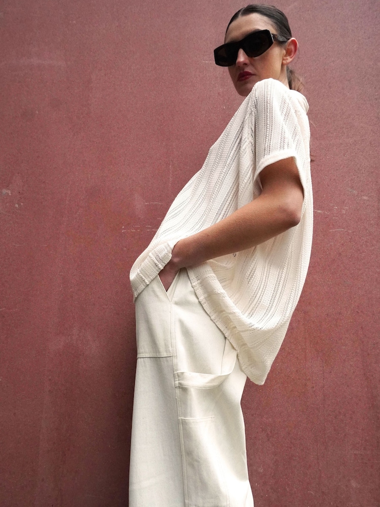 Religion Cream Oversized Sensation Blouse With Gunmetal Beaded Motif - Image 3 of 8