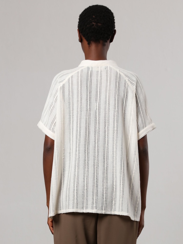 Religion Cream Oversized Sensation Blouse With Gunmetal Beaded Motif - Image 4 of 8