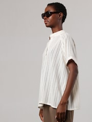 Religion Cream Oversized Sensation Blouse With Gunmetal Beaded Motif - Image 5 of 8
