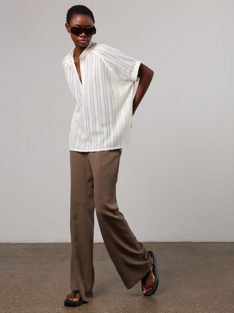 Religion Cream Oversized Sensation Blouse With Gunmetal Beaded Motif - Image 7 of 8