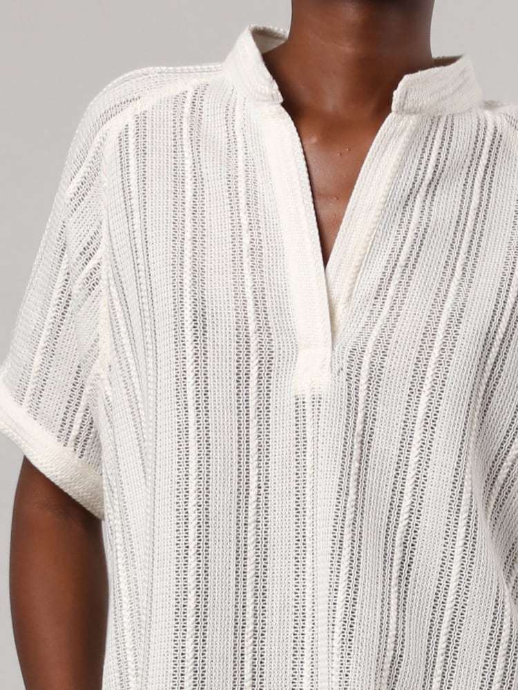 Religion Cream Oversized Sensation Blouse With Gunmetal Beaded Motif - Image 8 of 8