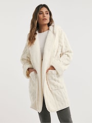 Simply Be Cream Pretty Secrets Oversized Fleece Cardigan - Image 1 of 4