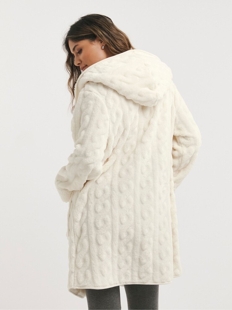 Simply Be Cream Pretty Secrets Oversized Fleece Cardigan - Image 2 of 4
